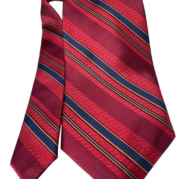 Robert Talbott Best of Class Nordstrom Red Blue striped  Repp Tie 58 X 4 inches - Picture 4 of 6